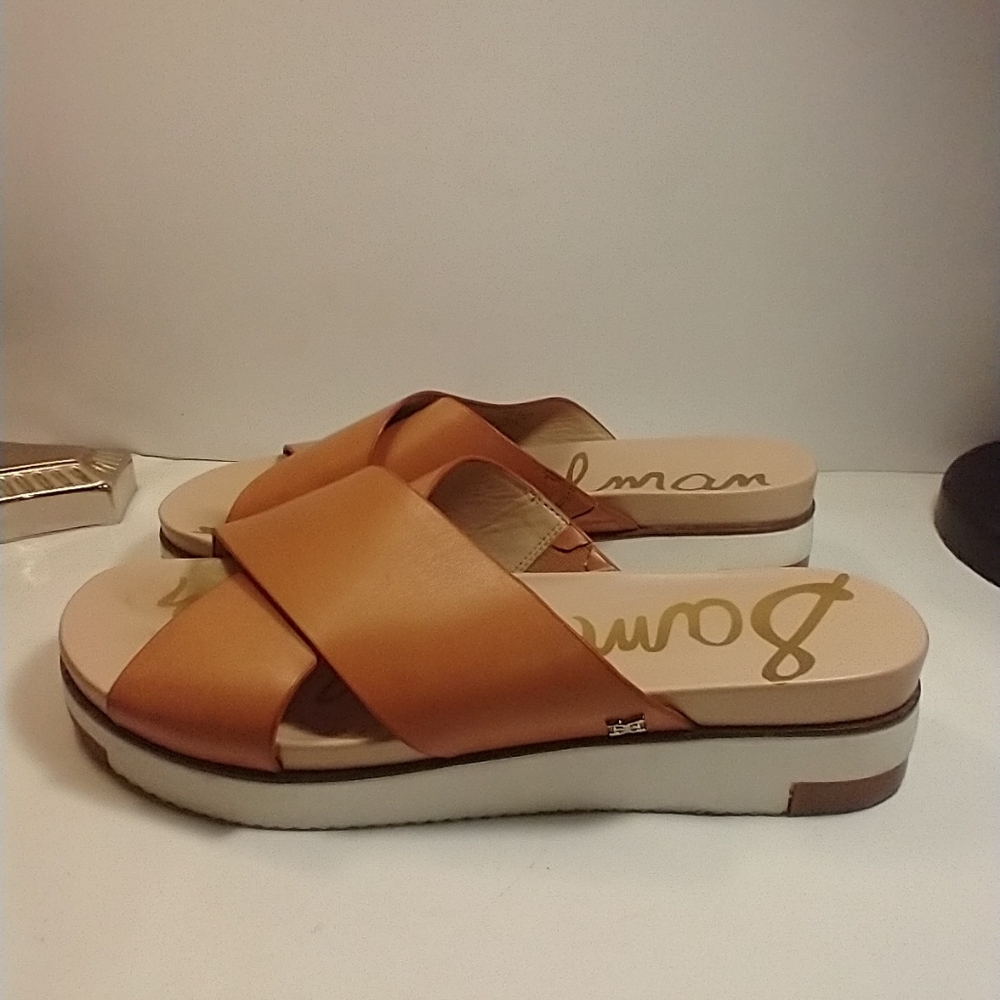Sam Edelman Audrea Cross Strap Leather Slide Sandals Women's sz 8M. - Picture 4 of 12